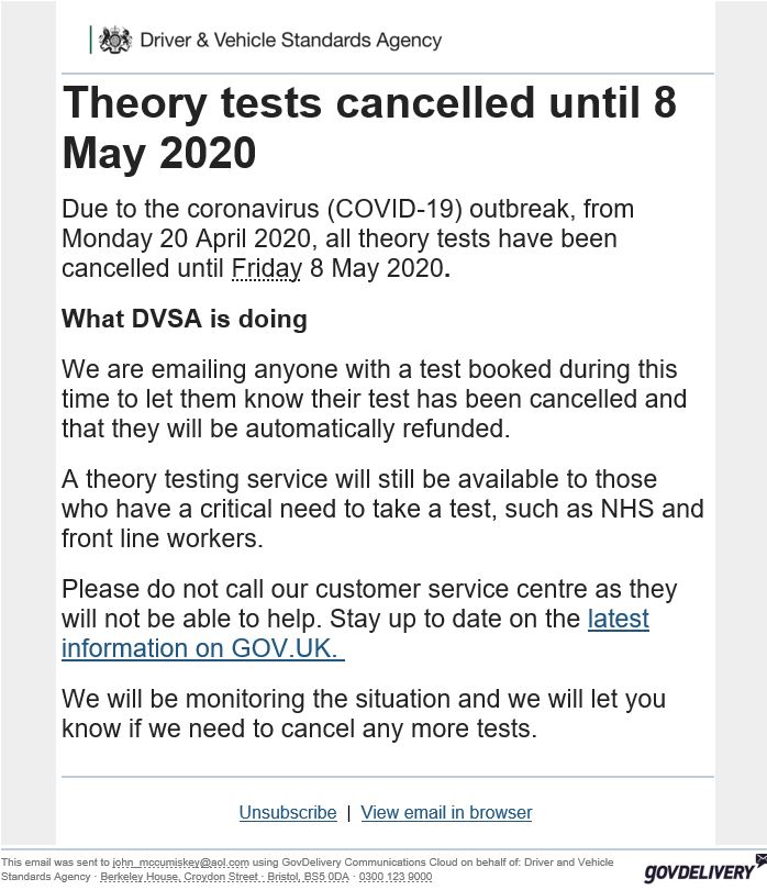 DVSA theorytest 20Apr20